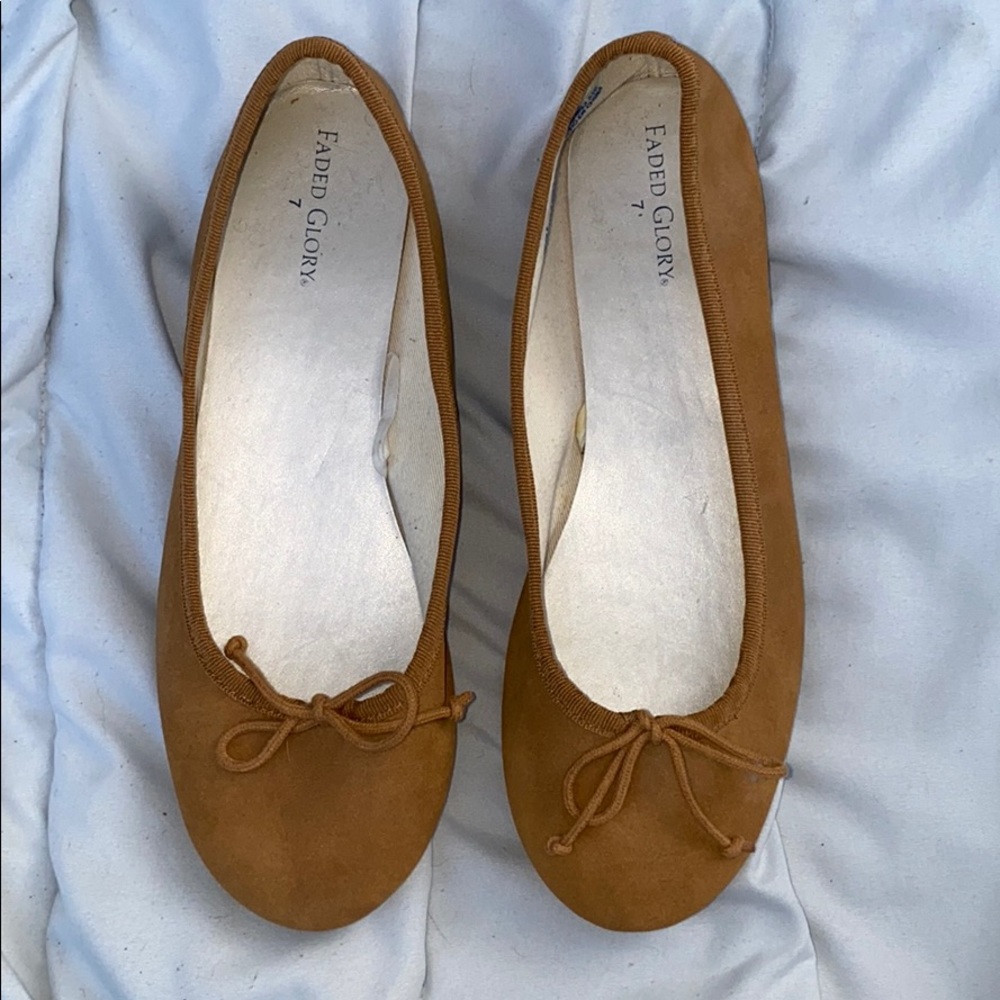 Tan suede flats size 7